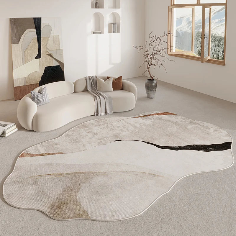 Hudson & Jurgen – Organic Contour Area Rug | Irregular Design with Non-Slip Backing | Soft Polyester for Living Room Comfort