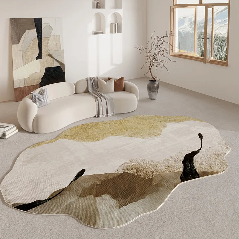 Hudson & Jurgen – Organic Contour Area Rug | Irregular Design with Non-Slip Backing | Soft Polyester for Living Room Comfort