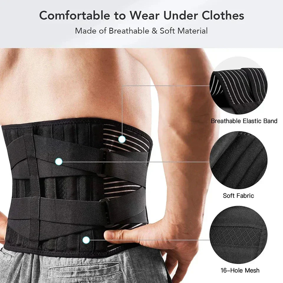 Hudson & Jurgen – 360° Lumbar Support Belt with Memory Aluminum & Steel Springs | Breathable Design for Pain Relief