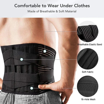 Hudson & Jurgen – 360° Lumbar Support Belt with Memory Aluminum & Steel Springs | Breathable Design for Pain Relief