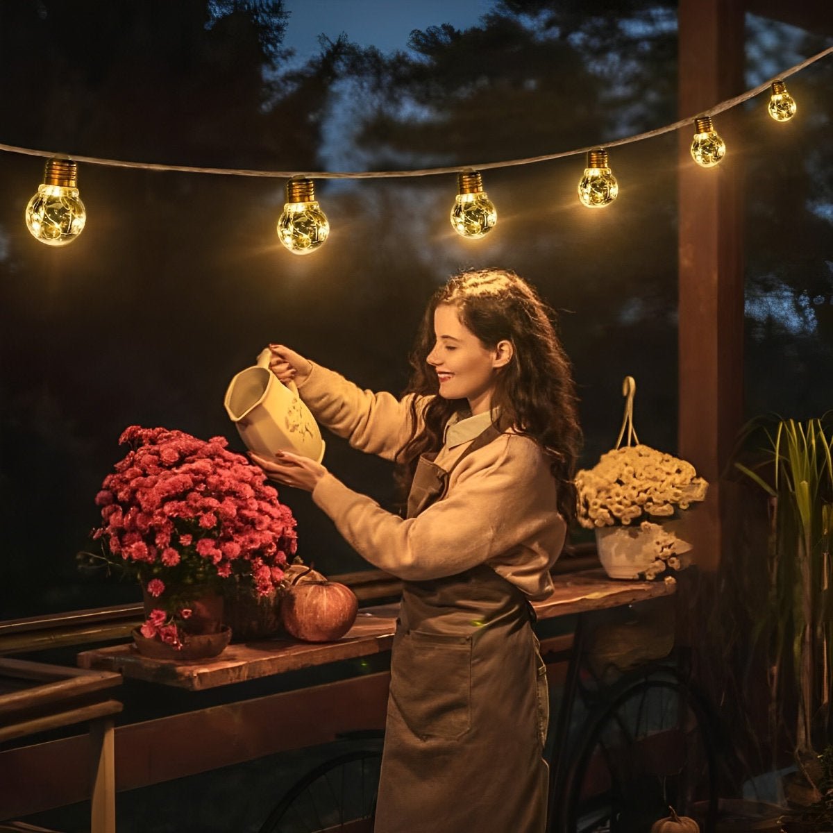 Hudson & Jurgen – Outdoor String Lights | Solar-Powered LED Bulbs with Hemp Rope Design | Warm White Light for Patios and Gardens