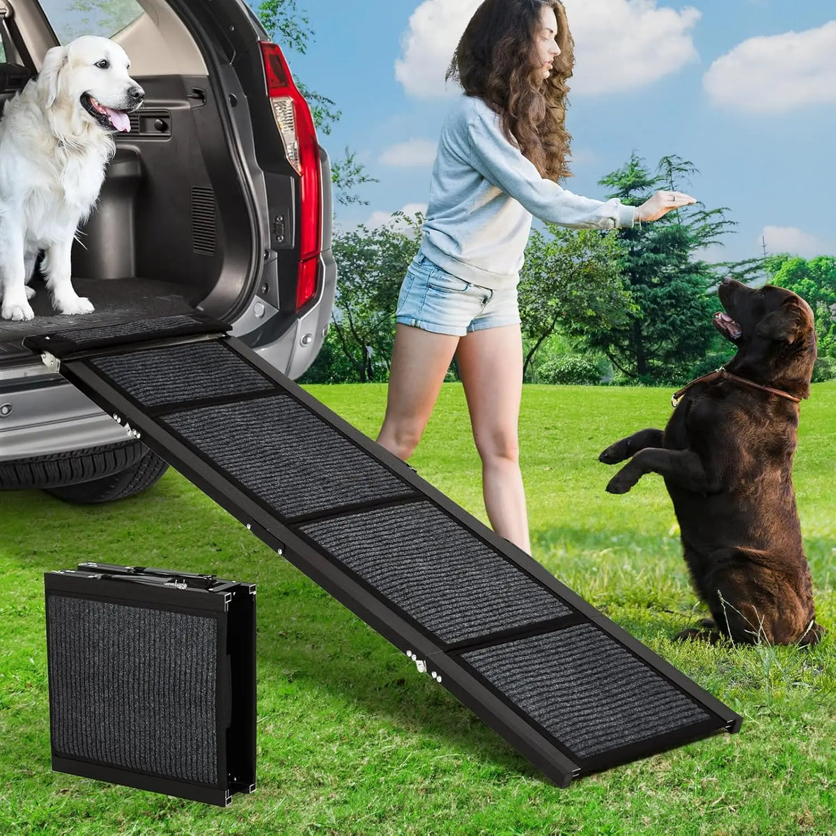 Hudson & Jurgen – Pet Ramp Collection | Folding Dog Ramp for Bed & Car with Non-Slip Surface | Lightweight Design for Safe Access