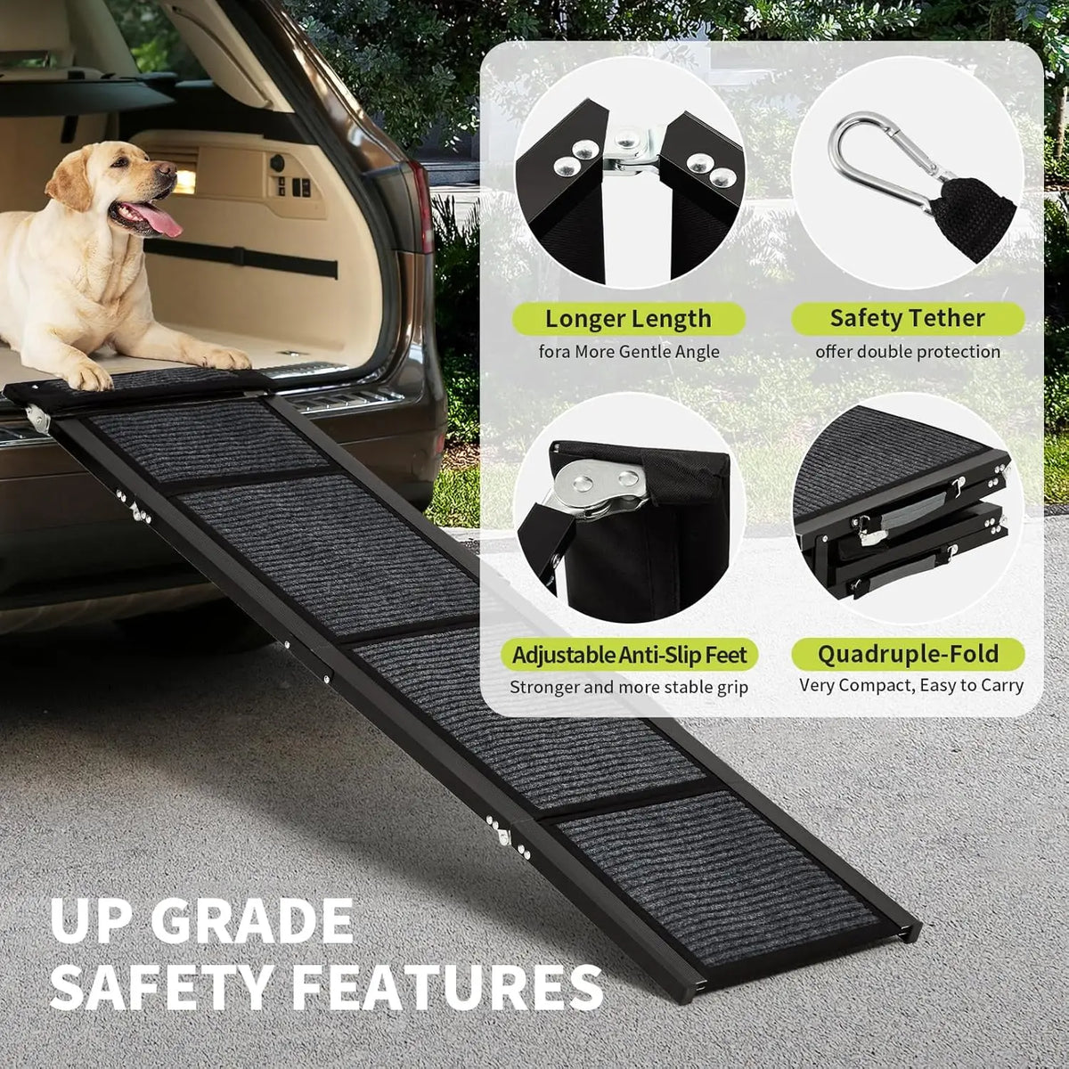 Hudson & Jurgen – Pet Ramp Collection | Folding Dog Ramp for Bed & Car with Non-Slip Surface | Lightweight Design for Safe Access