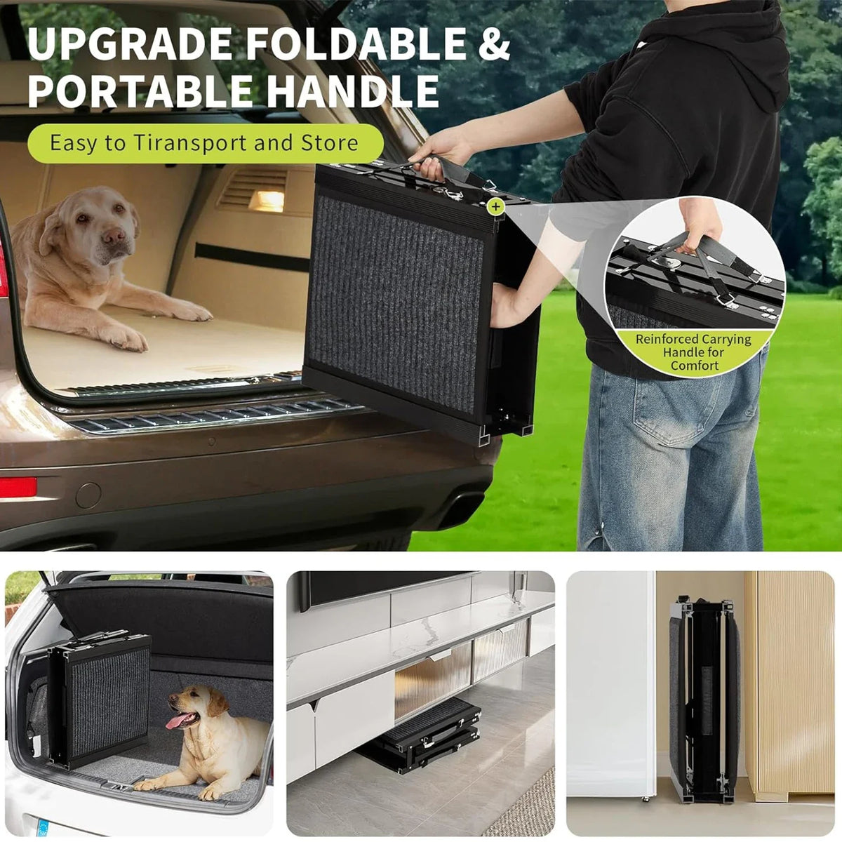 Hudson & Jurgen – Pet Ramp Collection | Folding Dog Ramp for Bed & Car with Non-Slip Surface | Lightweight Design for Safe Access
