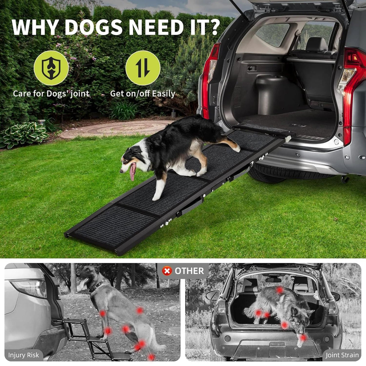 Hudson & Jurgen – Pet Ramp Collection | Folding Dog Ramp for Bed & Car with Non-Slip Surface | Lightweight Design for Safe Access