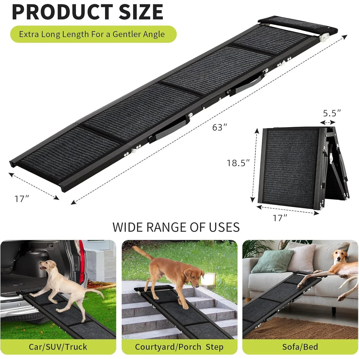 Hudson & Jurgen – Pet Ramp Collection | Folding Dog Ramp for Bed & Car with Non-Slip Surface | Lightweight Design for Safe Access