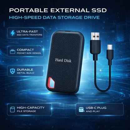 Hudson & Jurgen – Portable SSD External Hard Drive with High-Speed USB-C | Compact Design for Fast Data Transfer