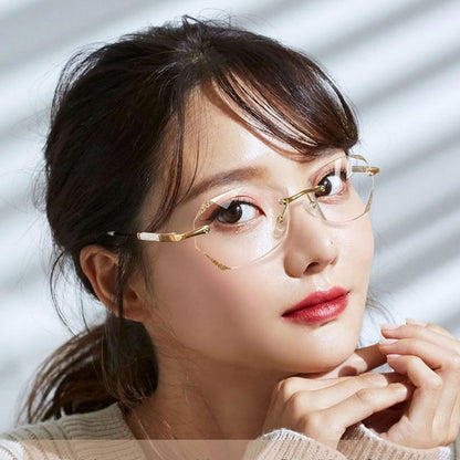 Kvinders diamant kantløse anti-blåt lys presbyopi briller