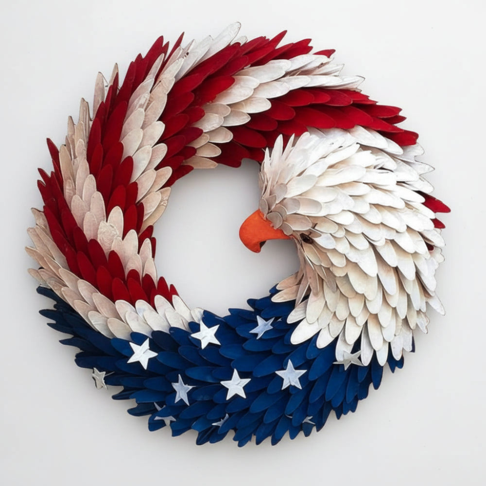 Hudson & Jurgen – Rustic Eagle Wreath | Handcrafted Patriotic Decor with Weather-Resistant Design | Unique Tribute for Veterans
