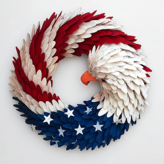 Hudson & Jurgen – Rustic Eagle Wreath | Handcrafted Patriotic Decor with Weather-Resistant Design | Unique Tribute for Veterans