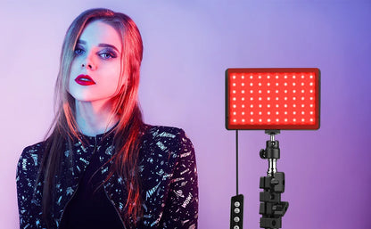 LED videolys kamera fotoudstyr – med stativ og RGB-filtre