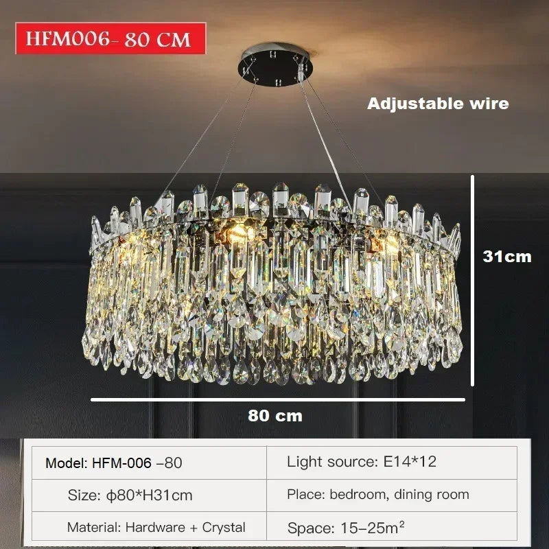 Elegant Luxury Crystal Pendant Light Modern Decorative LED Ceiling Chandeliers Home Restaurant Villa Hotel Decor Hanging Light
