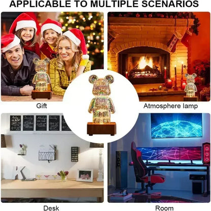 3D Fireworks Bear LED Night Light – Colorful Ambient Lamp