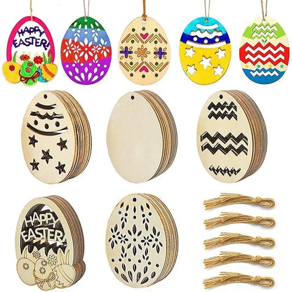 10Pcs DIY Easter Egg Wood Slices