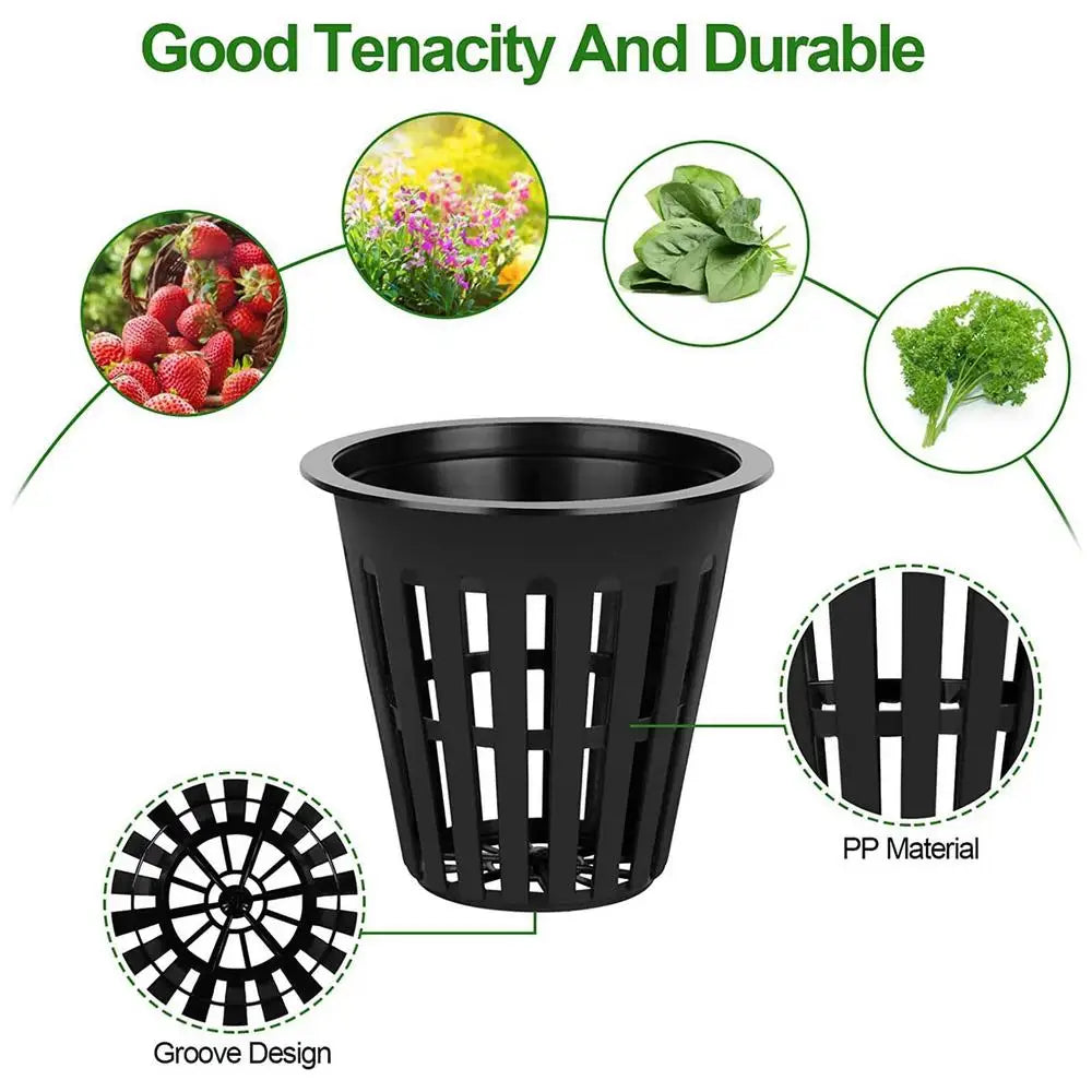 50/100pcs 2-Inch Hydroponic Net Pots – Wide Lip Slotted Mesh Baskets