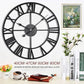Modern 3D Large Retro Metal Wall Clock – Nordic Roman Numerals Design