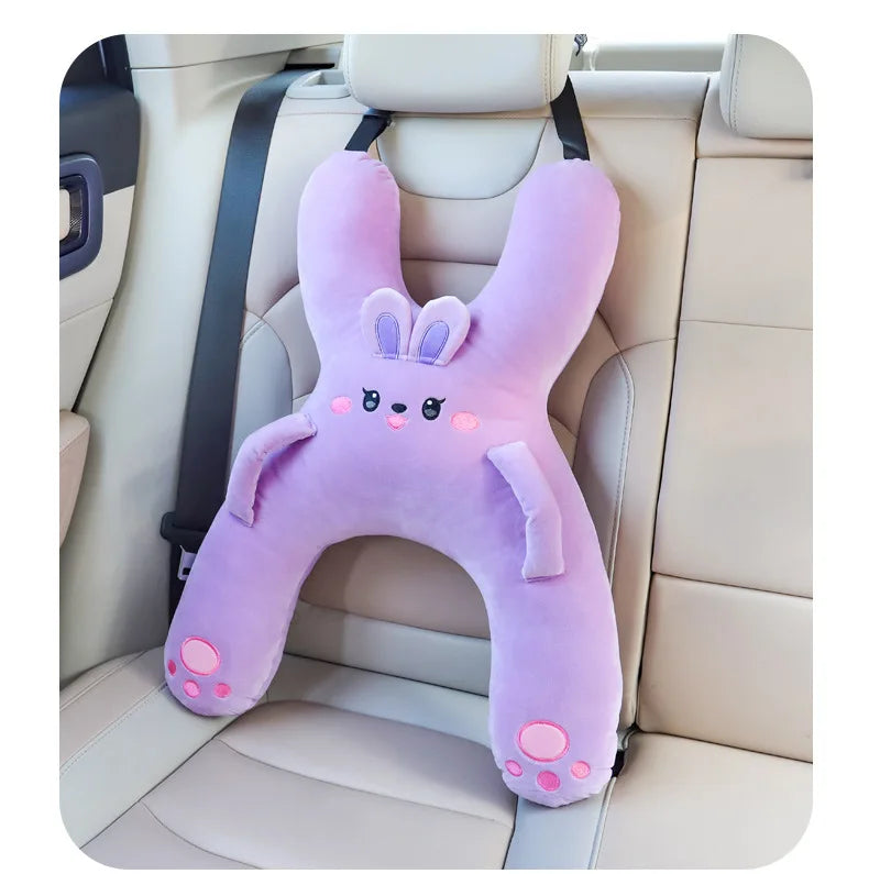 Kids Car Neck Pillow with Seat Belt Safety Sleep Aid Prevent Leaning Head Back