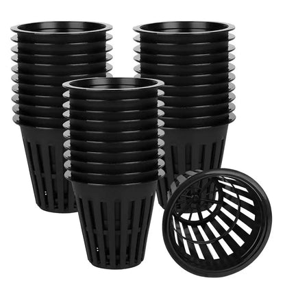 50/100pcs 2-Inch Hydroponic Net Pots – Wide Lip Slotted Mesh Baskets