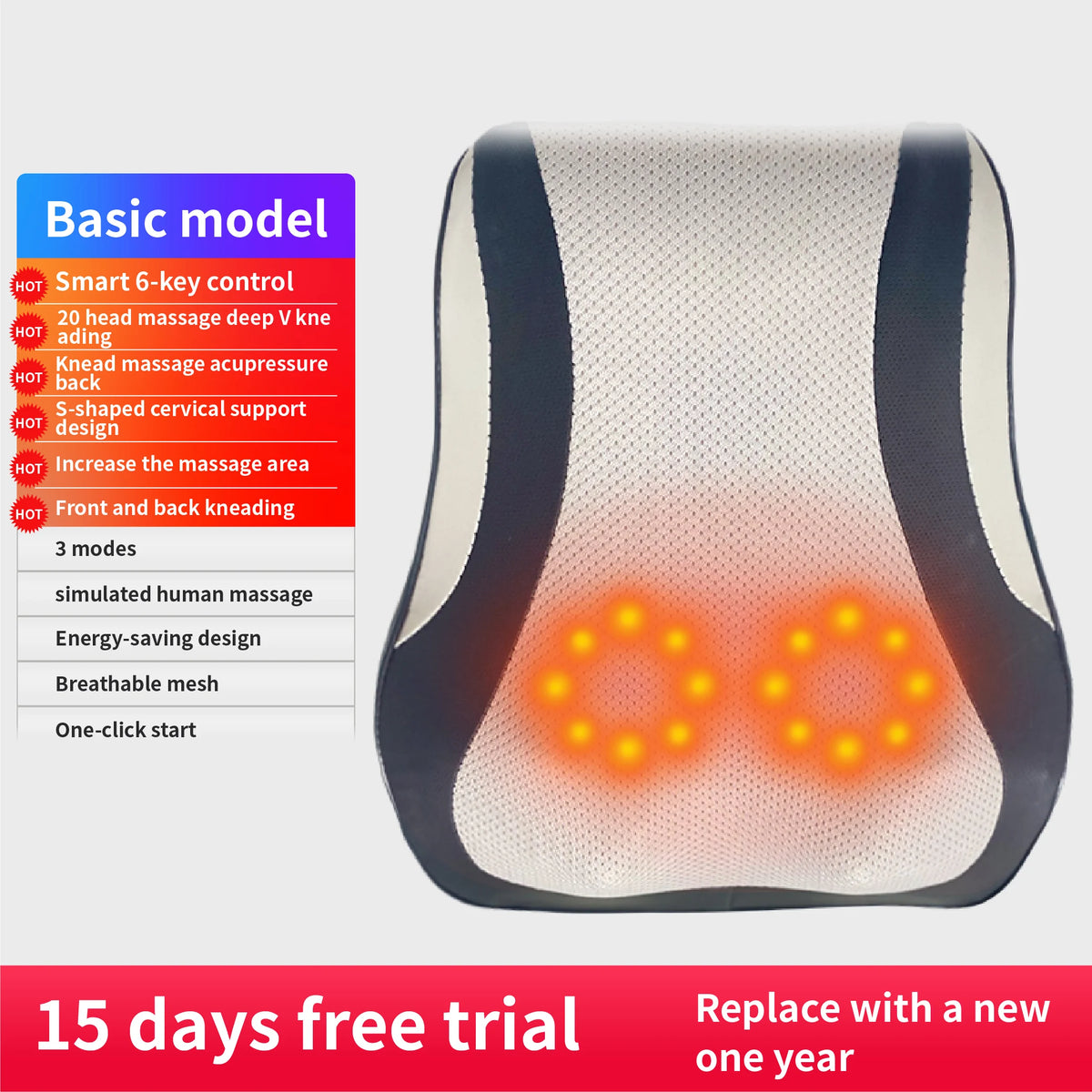 Electric Shiatsu Neck & Body Massager with Heat & Vibration