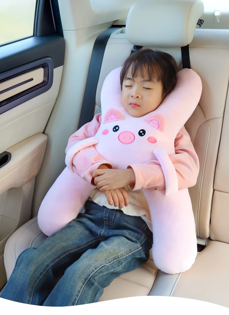 Kids Car Neck Pillow with Seat Belt Safety Sleep Aid Prevent Leaning Head Back