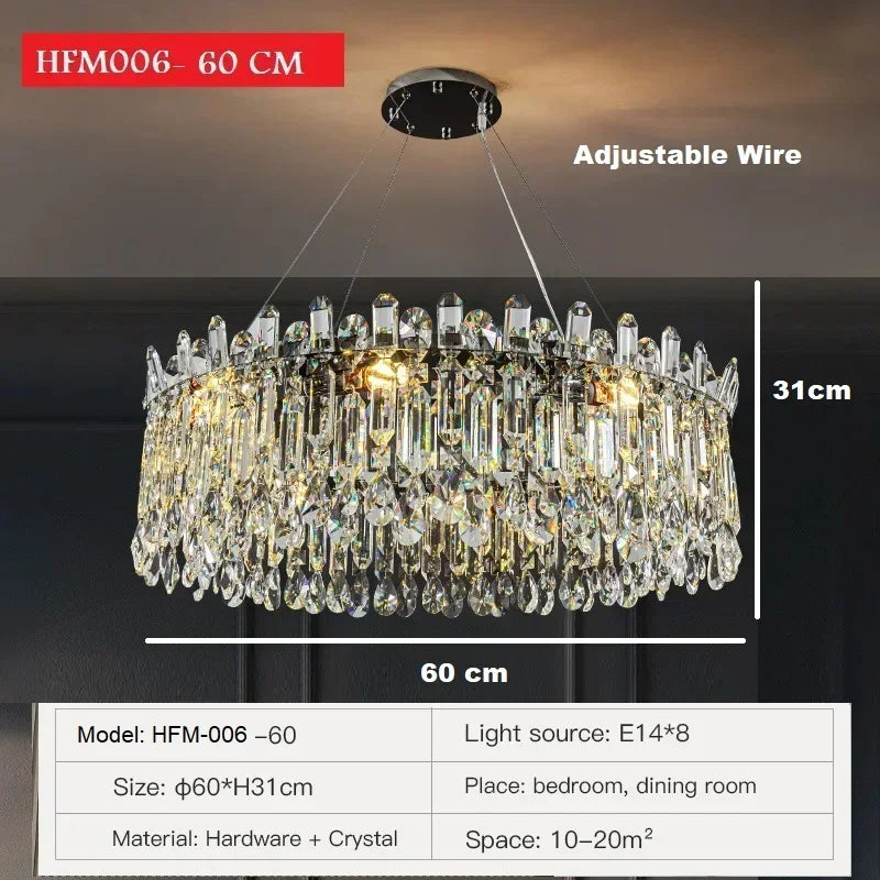 Elegant Luxury Crystal Pendant Light Modern Decorative LED Ceiling Chandeliers Home Restaurant Villa Hotel Decor Hanging Light