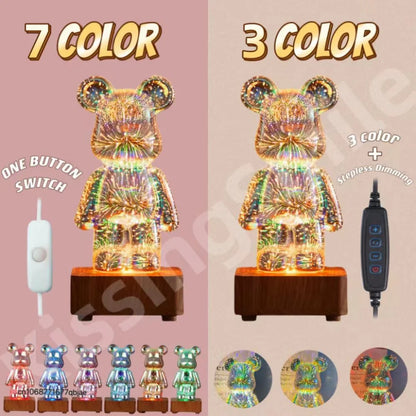3D Fireworks Bear LED Night Light – Colorful Ambient Lamp