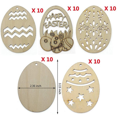 10Pcs DIY Easter Egg Wood Slices
