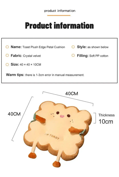 Simulation Bread Toast Cushion Stuffed Memory Foam Pillow Sofa Chair
