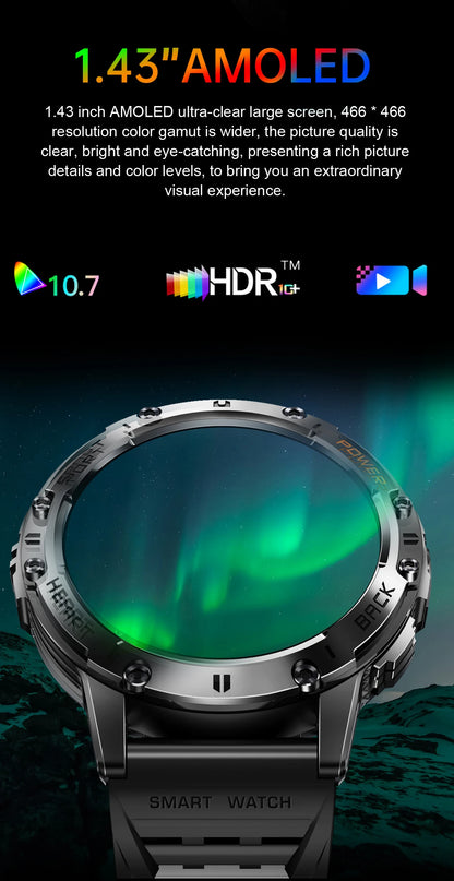 AMOLED smartur – vandtæt fitness tracker med Bluetooth-opkald