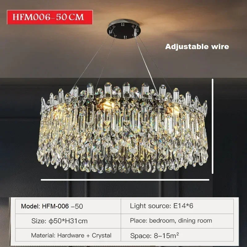 Elegant Luxury Crystal Pendant Light Modern Decorative LED Ceiling Chandeliers Home Restaurant Villa Hotel Decor Hanging Light