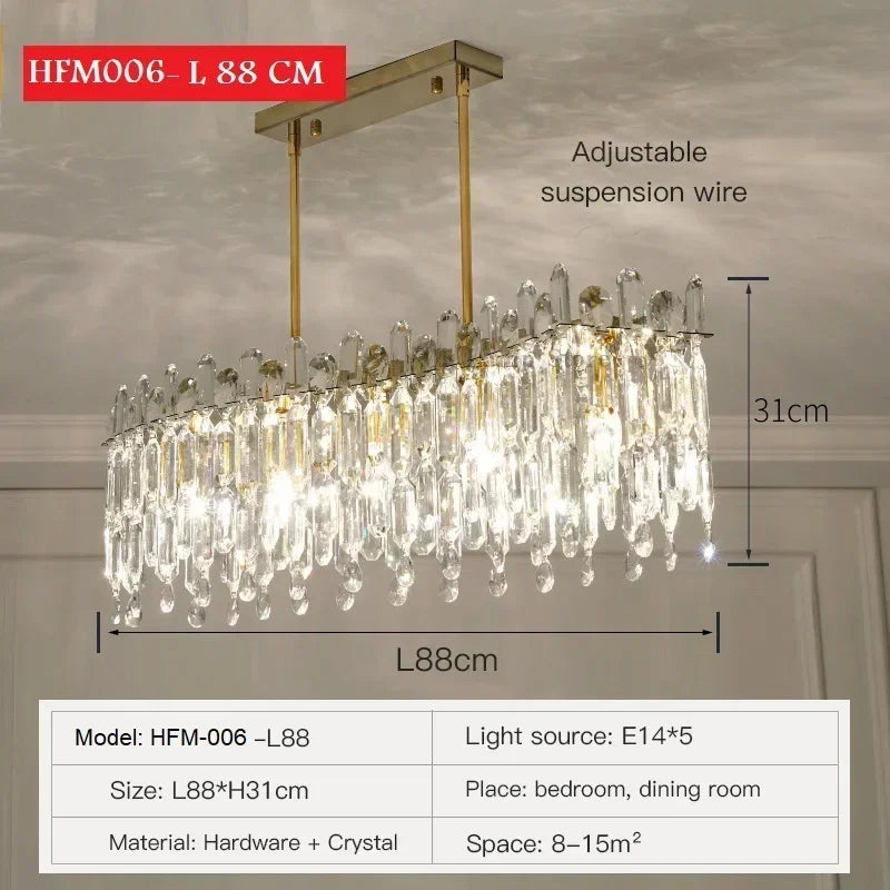 Elegant Luxury Crystal Pendant Light Modern Decorative LED Ceiling Chandeliers Home Restaurant Villa Hotel Decor Hanging Light