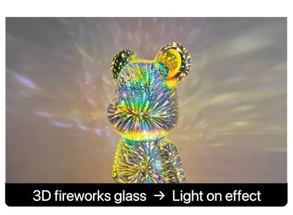 3D Fireworks Bear LED Night Light – Colorful Ambient Lamp