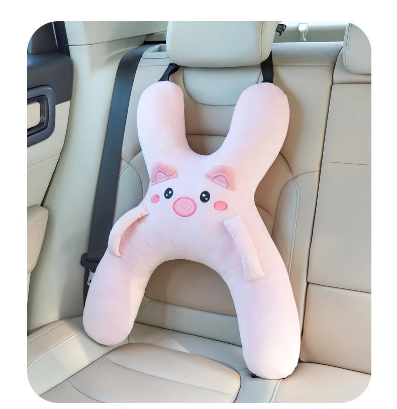 Kids Car Neck Pillow with Seat Belt Safety Sleep Aid Prevent Leaning Head Back
