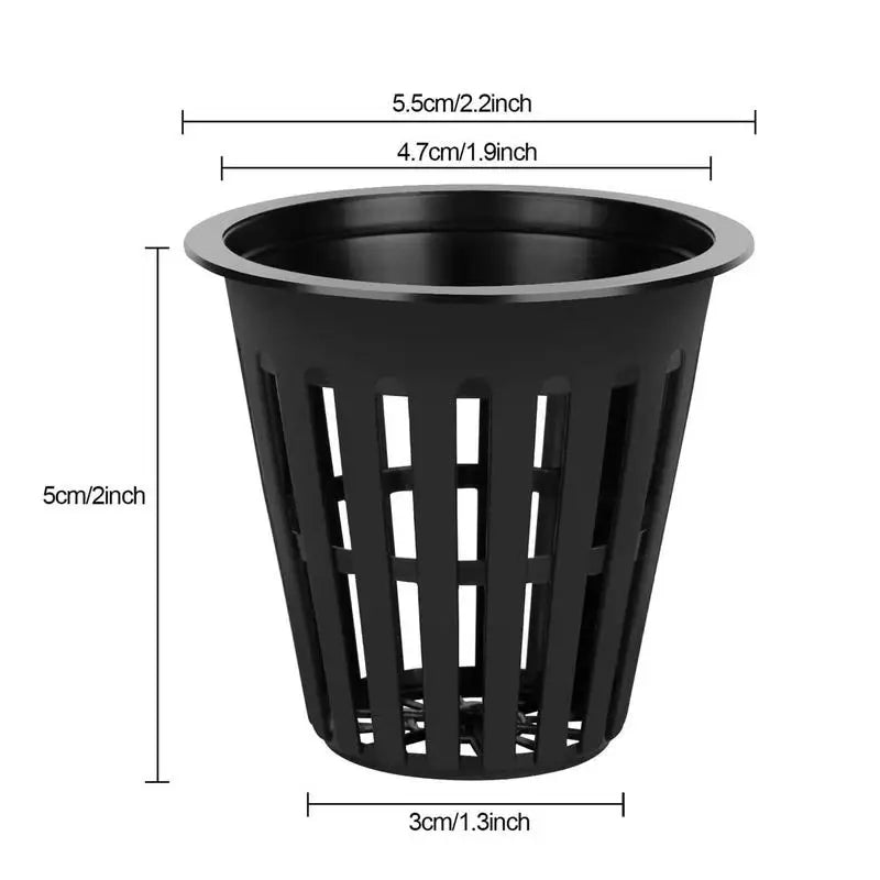 50/100pcs 2-Inch Hydroponic Net Pots – Wide Lip Slotted Mesh Baskets