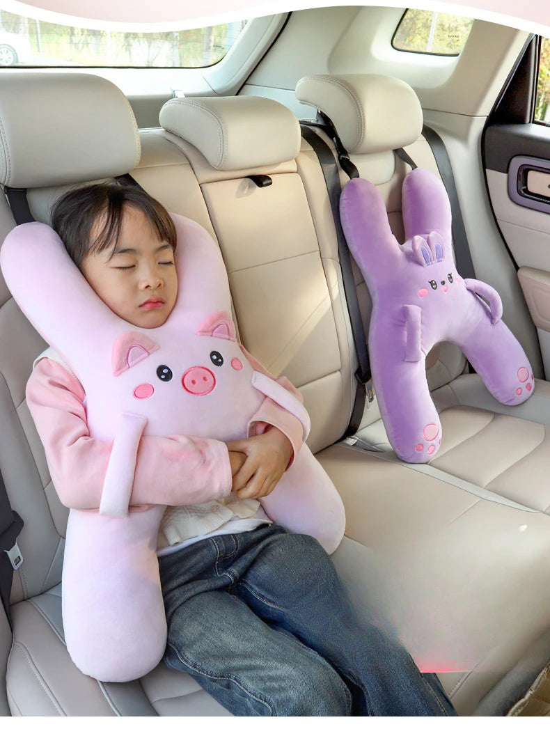 Kids Car Neck Pillow with Seat Belt Safety Sleep Aid Prevent Leaning Head Back