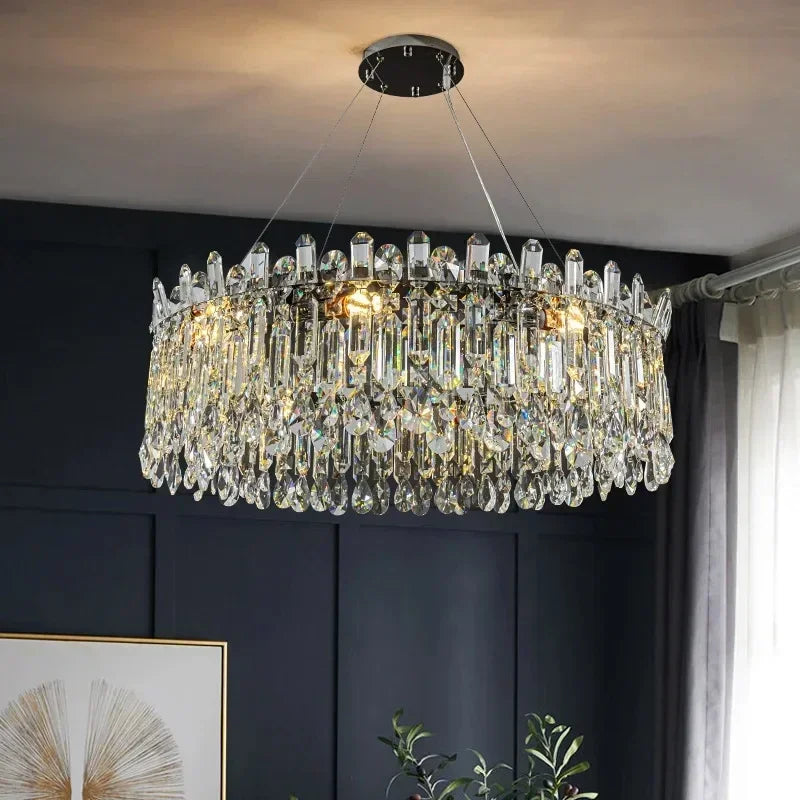Elegant Luxury Crystal Pendant Light Modern Decorative LED Ceiling Chandeliers Home Restaurant Villa Hotel Decor Hanging Light