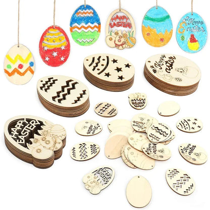 10Pcs DIY Easter Egg Wood Slices