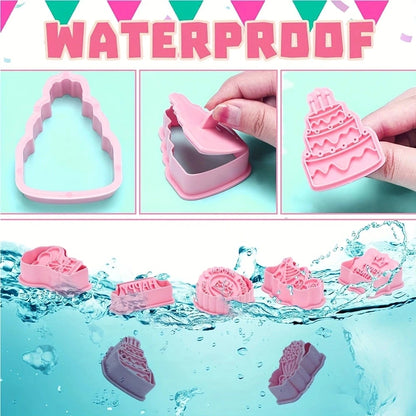 8-dele Fødselsdagskageskærer Sæt – Trykbare Tegneserie Kiksforme