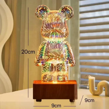 3D Fireworks Bear LED Night Light – Colorful Ambient Lamp