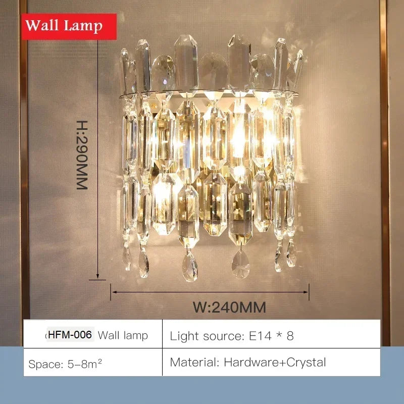 Elegant Luxury Crystal Pendant Light Modern Decorative LED Ceiling Chandeliers Home Restaurant Villa Hotel Decor Hanging Light