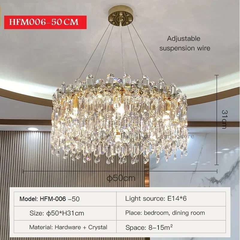Elegant Luxury Crystal Pendant Light Modern Decorative LED Ceiling Chandeliers Home Restaurant Villa Hotel Decor Hanging Light