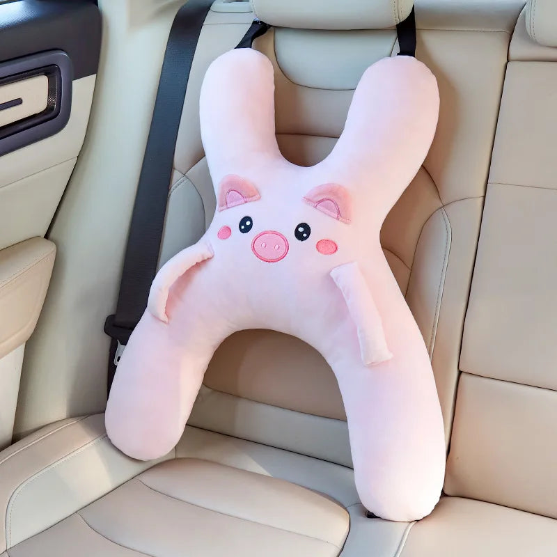 Kids Car Neck Pillow with Seat Belt Safety Sleep Aid Prevent Leaning Head Back