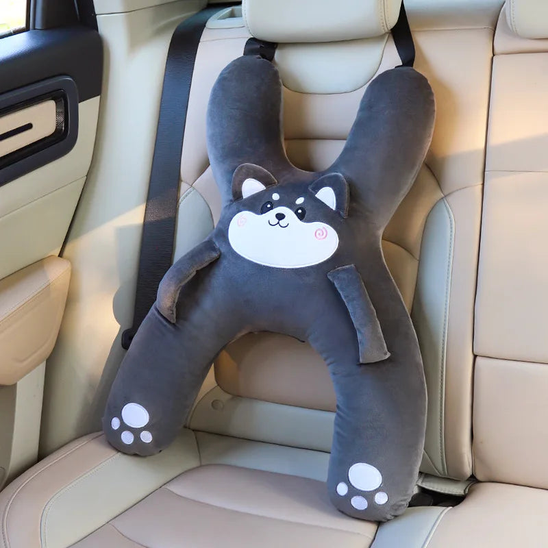 Kids Car Neck Pillow with Seat Belt Safety Sleep Aid Prevent Leaning Head Back