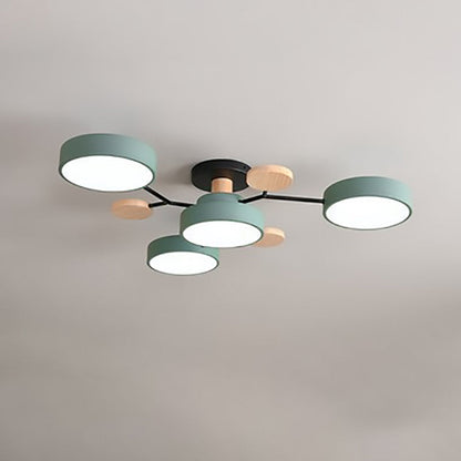 Modern Nordic Round Molecule Branch Design LED Semi-Flush Mount Ceiling Light