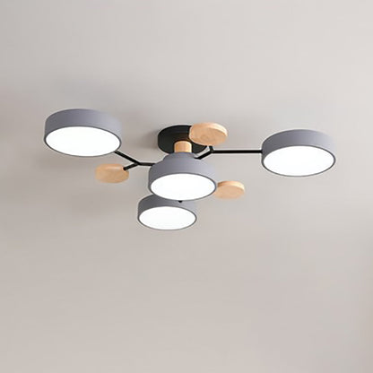 Modern Nordic Round Molecule Branch Design LED Semi-Flush Mount Ceiling Light