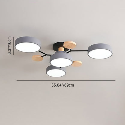 Modern Nordic Round Molecule Branch Design LED Semi-Flush Mount Ceiling Light