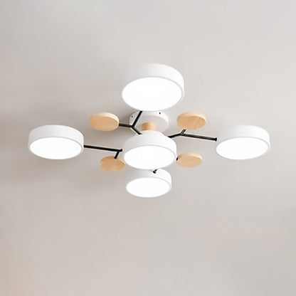 Modern Nordic Round Molecule Branch Design LED Semi-Flush Mount Ceiling Light