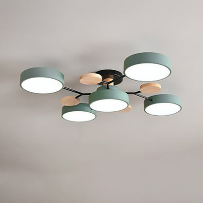 Modern Nordic Round Molecule Branch Design LED Semi-Flush Mount Ceiling Light