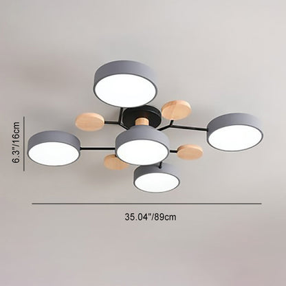 Modern Nordic Round Molecule Branch Design LED Semi-Flush Mount Ceiling Light