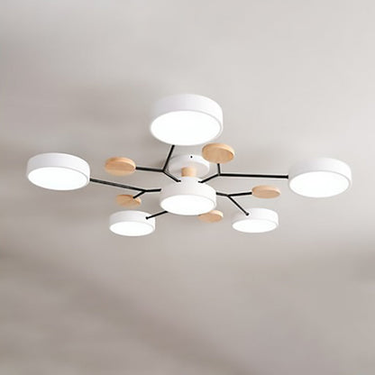 Modern Nordic Round Molecule Branch Design LED Semi-Flush Mount Ceiling Light